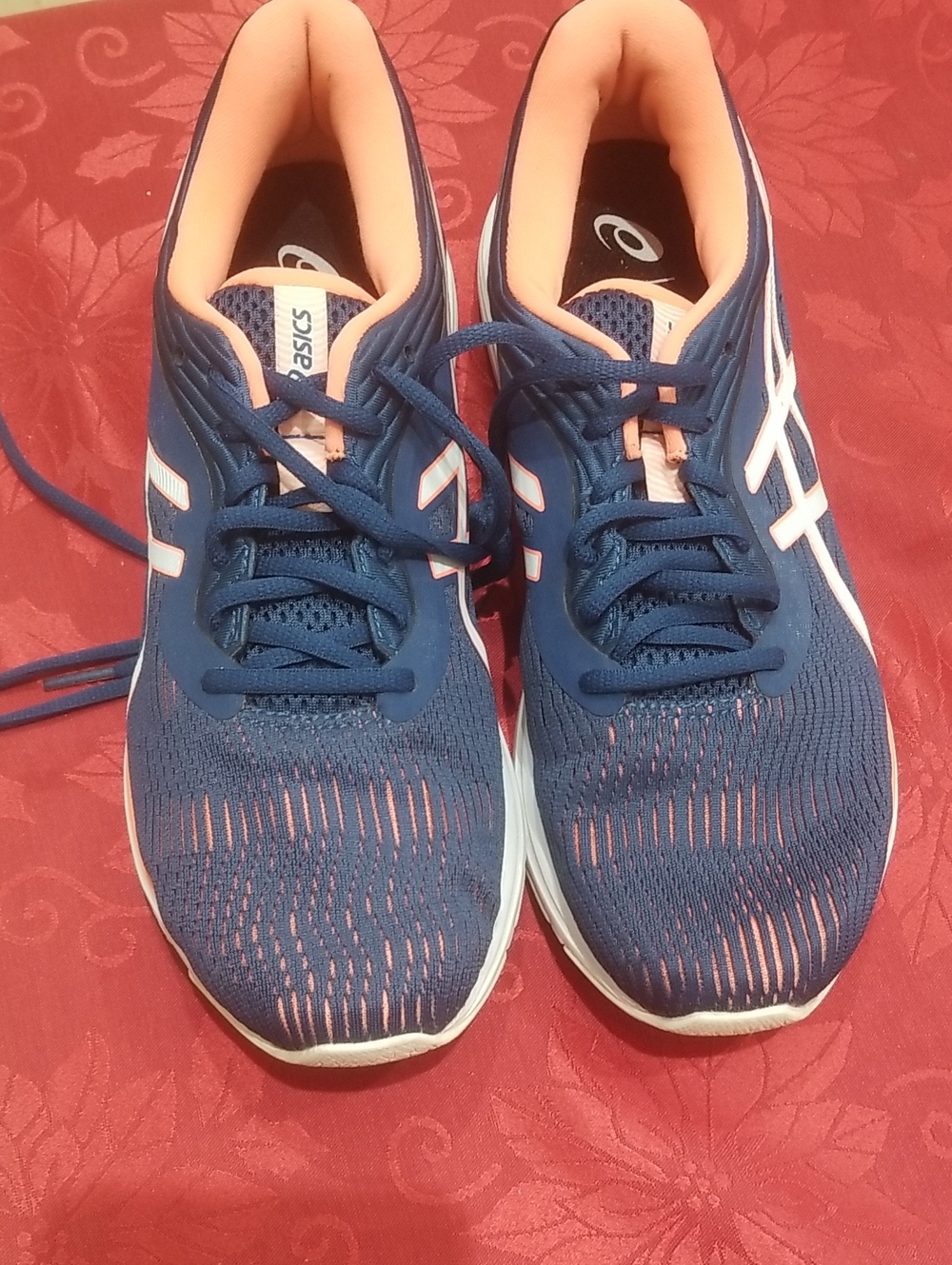 ASICS Navy Running Shoes with Peach Accents